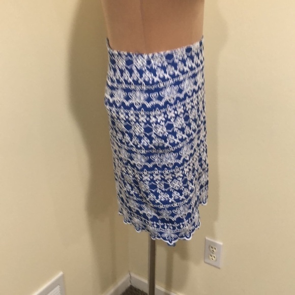 NWT Ann Taylor Skirt Size 4 Blue Embroidered Eyelet Scallop Hem High Waist Mini - Picture 3 of 9